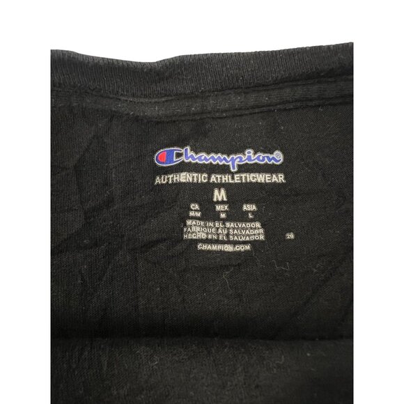 Champion Short Sleeve Logo T-Shirt Black Authentic Athleticwear Size M Goth - Picture 2 of 9